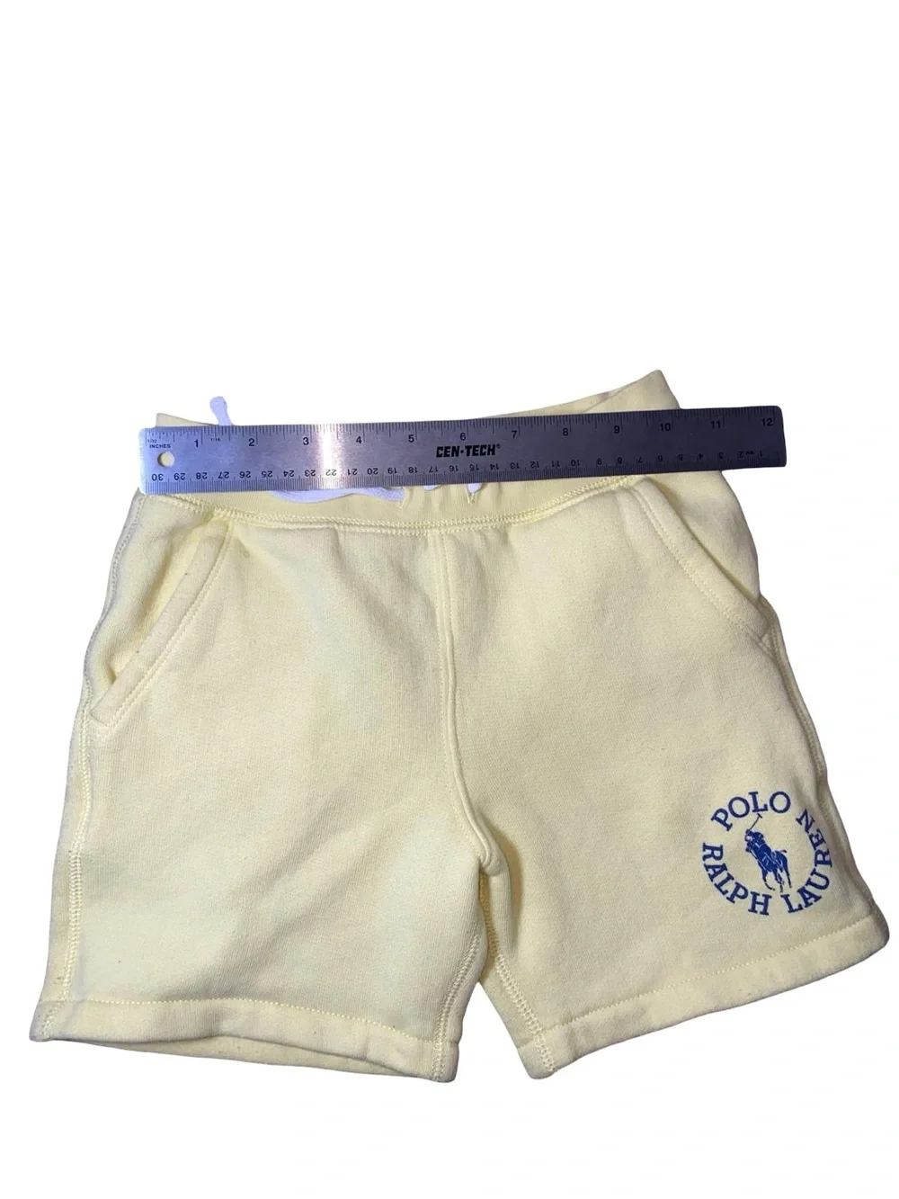 Polo Ralph Lauren Boys Yellow Fleece Shorts Logo Sweatshorts Drawstring Size 5